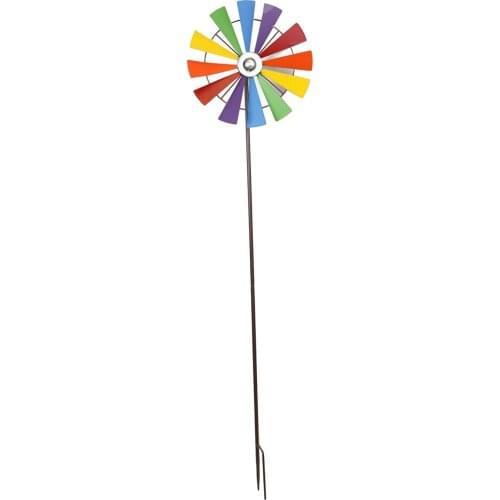 Rainbow Colors Vitality Durable Pinwheel Windmill Toys Ornaments for Yard Decor Lawn Decorative Garden Stakes Whimsical