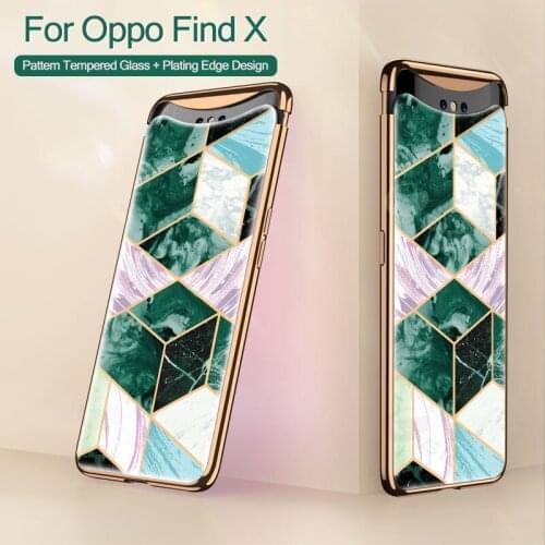 GKK Luxury Tempered Glass Pattern Case For OPPO Find X Shockproof Plating Frame + Screen Protector Cover For OPPO Find X Case