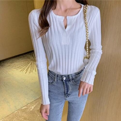 2021 Sexy V neck Sweater Women Sweaters Fashion Jersey Women Winter Autumn Pullover Women Sweater Jumper Truien Dames Black Gray