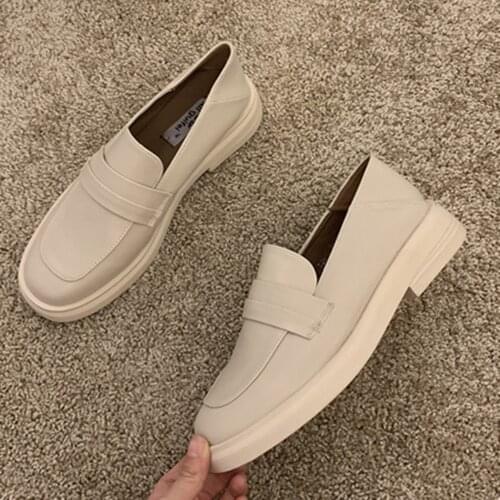 Termainoov Women Flats British Style Leather Shoes White Black Comfort Walking Shoe Flat Mary Janes Round Toe Driving Shoe