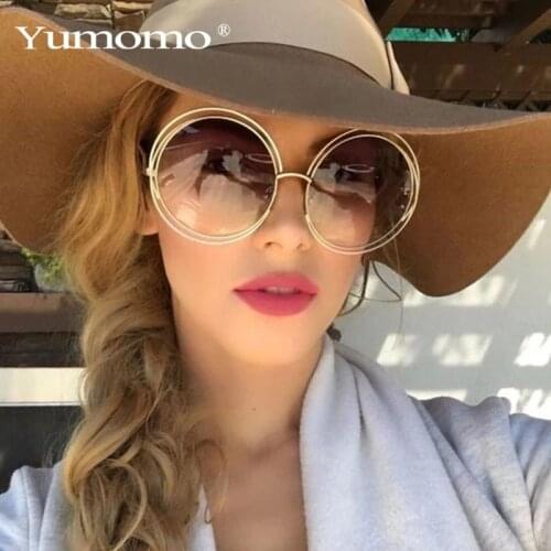 2021 Round Big Size Oversized Lens Vintage Sunglasses Women Brand Designer Metal Frame Femal Sun Glasses Lady Cool Retro UV400