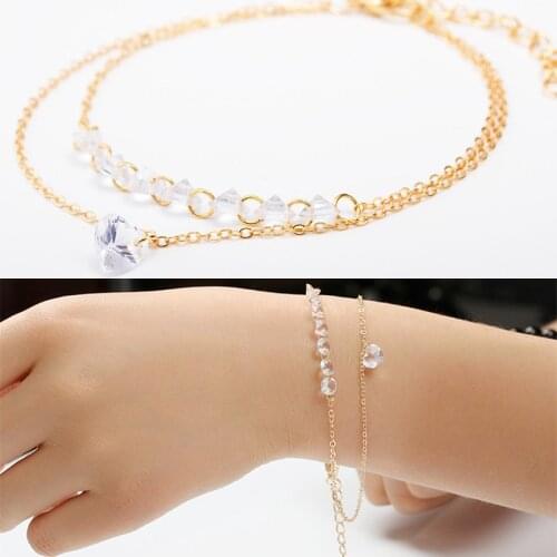 2021 Fashion Heart Bracelet for Women Double Layer Love Crystal Bracelet Cubic Zircon Charm Bracelets Wedding Party Jewelry Gift