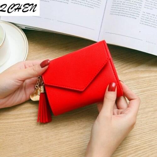 Women Wallet short Purses Tassel Fashion Coin Purse Card Holder Wallets Female High Quality Clutch Bag PU Leather Wallet 035
