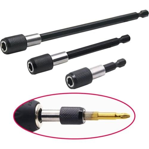 ZK30 3Pcs 1/4 Inch Quick Hex Shank Release Magnetic Electric Screwdriver Extension Bit Holder 60 100 150mm Extension Rod Tools
