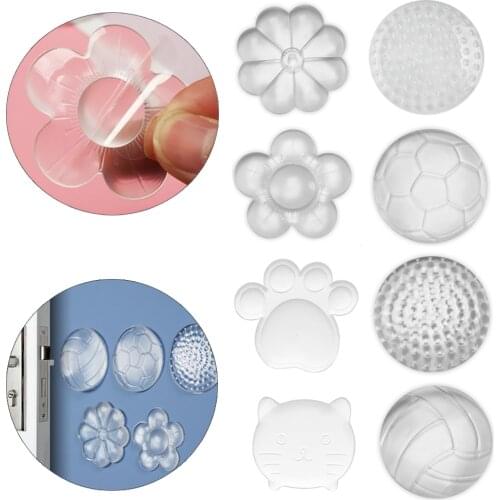 1PC Durable Rubber Door Handle Bumper Anti Collision Pads Cute Animal Shockproof Mute Pad Transparent Wall Protection Stickers