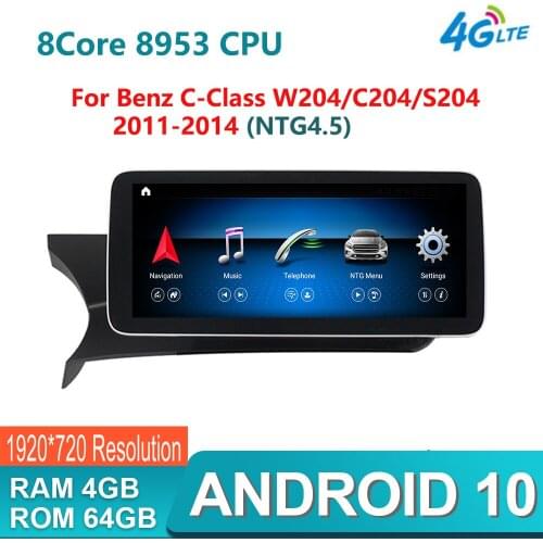 10.25" IPS Android 10.0 8 core 4G+64G Car radio multimedia DVD For Mercedes Benz C Class W204 C204 S204 2011 2012 2013 2014