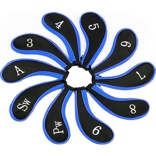 Hot 10pcs Sleeve Neoprene Zippered Golf Club Iron Putter Headcovers Head Cover Protect Case Outdoor Sports DO2