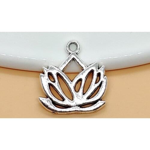 10pcs Lotus Flower Charms Tibetan Silver Color Pendant Fit For Bracelet Necklace Jewelry Making Accessories Crafts Wholesale
