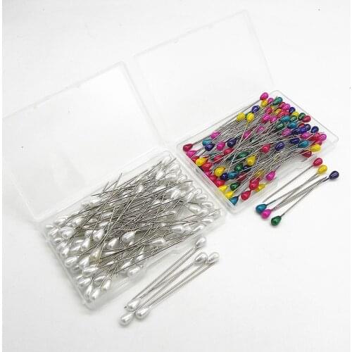 100Pcs/Box Stainless Steel Wire/Plastic Round Pearl Head for Household Pins White/Colorful Hand Craft Tools Sewing Accessories