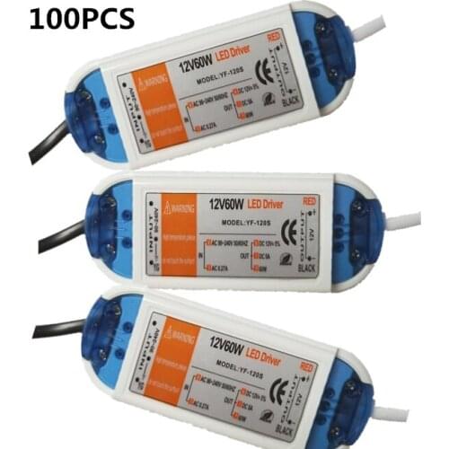100PCS Wholesale DC 12V 60W LED Driver Switch power supply transformer For LED Strip light AC 85-265V Constant current power