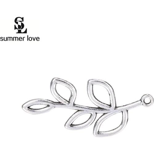 20pcs/lot Olive Tree Branch Charm Antique Silver Plated Pendant Leaves Charm For Necklace Choker Bracelet Diy Jewelry Finding