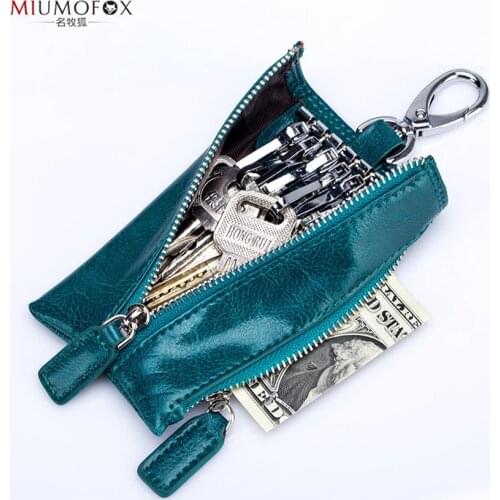 2019 New Key Holder Wallet 100% Genuine Leather Unisex Solid Key Wallet Organizer Bag Car Housekeeper Coin Wallet Card Holder