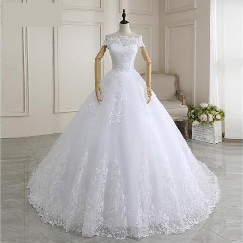 2021 New Arrival Wedding Dress Sleeveless Organza Court Train Lace Up Ball Gown Off The Shoulder Princess Wedding Gown