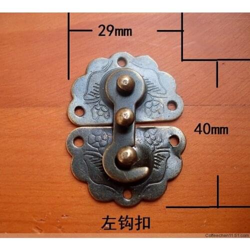 29*40mm Antique Hardware Gift Hasp Metal hooks Gift wooden box buckle Small left hook Wholesale