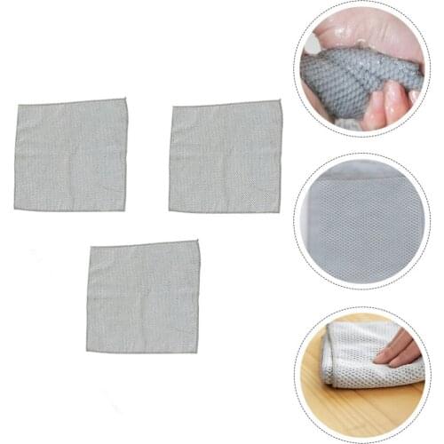 3 Pcs Cleaning Rag Thicken Kitchen Cloth Dishcloth for Kitchen Home (Grey)