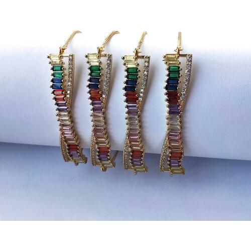 5 Pcs Rainbow Cubic Zirconia Bangle for Women Captivate Bar Slider Brilliant CZ bracelet fashion female women jewelry BG303