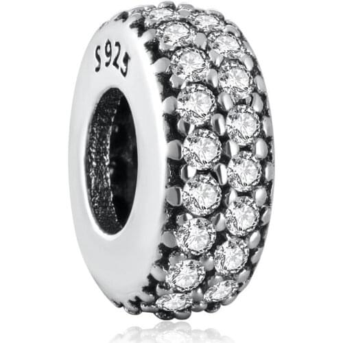 S925 Bead DIY Jewelry Inspiration Within Spacer Charms fit Lady Bracelets Bangle Clear CZ