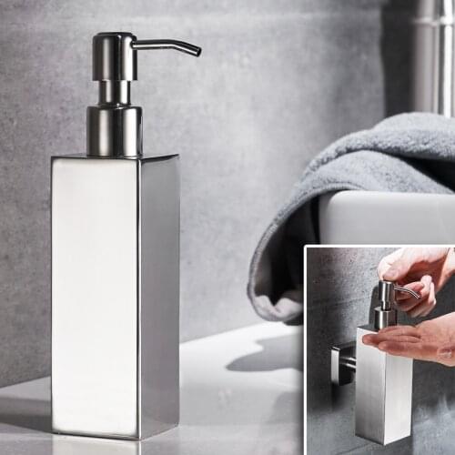 Bathroom round silver soap dispenser 304 stainless steel brushed soap dispenser toilet wall-mounted shower gel box home products