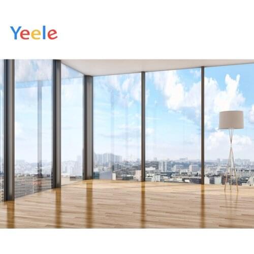 Yeele Floor to Ceiling Window Lamp Sky Clouds Modern Photography Backgrounds Customized Photographic Backdrops for Photo Studio