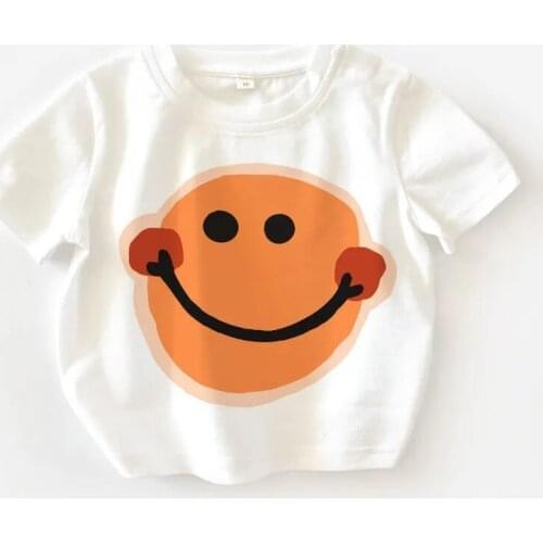 Baby girls Cotton white T-shirts smiling face parent-child clothes new summer cotton fashion clothes family sets P5183