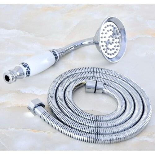 Chrome Bathroom Water Saving Telephone Style Ceramics Hand Held Bathroom Shower Head +1.5m Hose thh025
