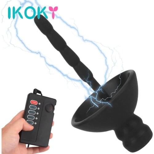 IKOKY Silicone Electric Shock Waves 10 Levels Penis Plug Host Control Medical Themed Urethral Dilator Sex Stimulation For Men