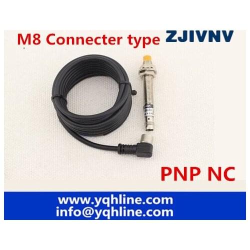 5PCS M8 non-flush PNP NC DC 3 wires induction proximity sensor switch connector type metal sensor PNP normally close dc