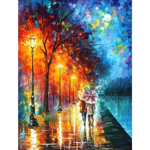 Beautiful landscape paintings love by the lake palette knife art on canvas wall pictures for living room