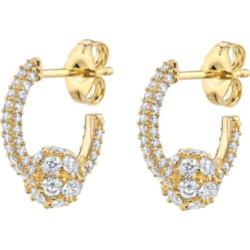 Cz ball circle hoop earring white green red colorful cubic zirconia fashion women earrings