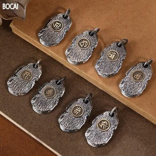 BOCAI 2021 Fashion Real S999 Silver Man and Woman Pendant Retro Individuality Eight Patron Saints Natal Buddha Good Luck Pendant