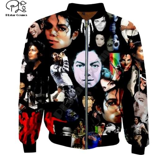 Mens Unisex 3d Michael Jackson Jackets Print zipper Flight Jacket casual unisex Harajuku women Streetwear thick coat