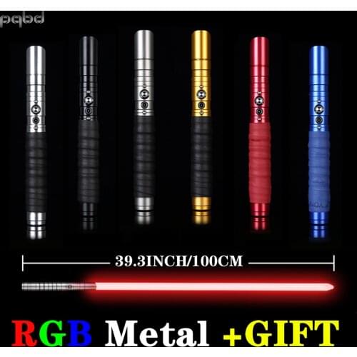 Pqbd Laser Sword RGB Metal Lightsaber 11 Color Changing Heavy Dueling 3 Soundfonts FX Force Blaster Light Saber Cosplay LED Toy