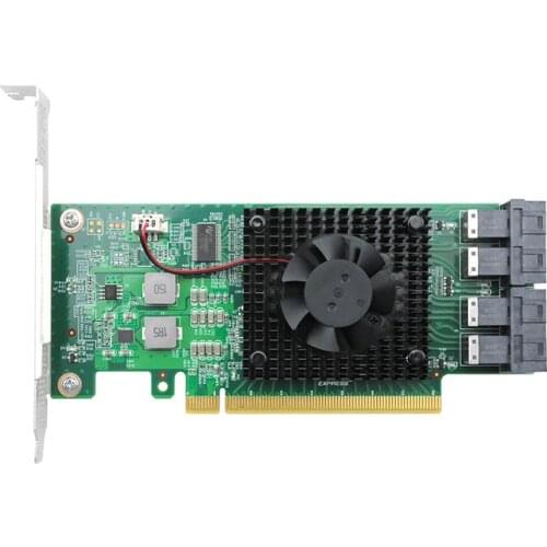 Linkreal Quad PCIe 3.0 x16 to U.2 SFF-8643 NVMe Adapter Expansion Card with Cooling Fan and Heatsink-LRNV9347-4I