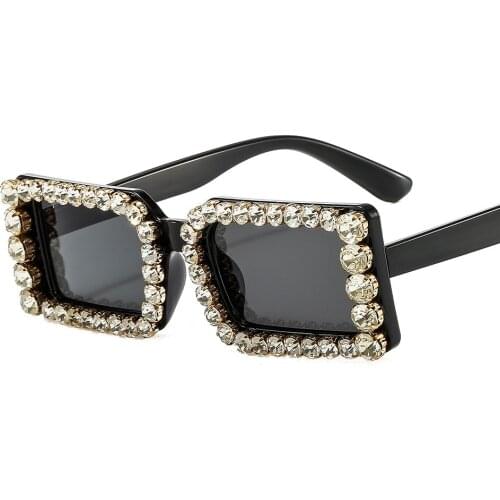 Fashion Small Square Frame Sunglasses Brand Designer Handmade Diamond-encrusted Luxury Sun Glasses Men /Women Driving Eyewear