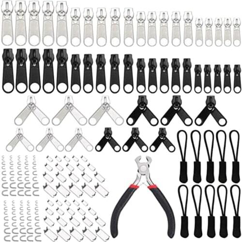 183Pcs/Set Zipper Repair Kit Zipper Replacement Puller Kit + Plier Tool