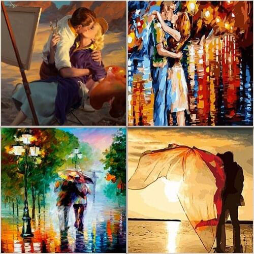 DIY Painting By Numbers Couples Figure Hand Painted Acrylic Oil Painting Drawing On Canvas For Home Decor Unique Gifts