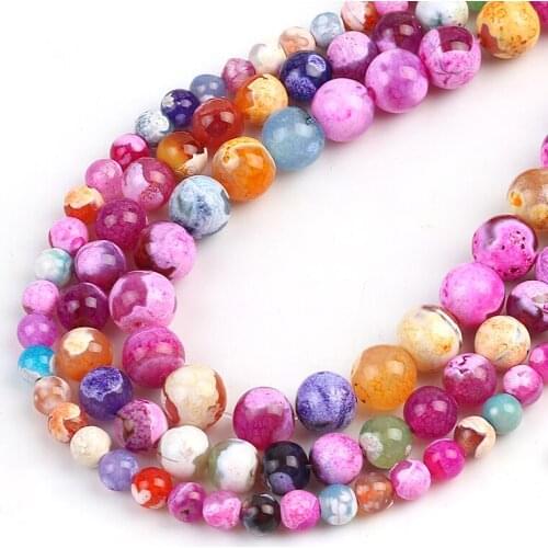 Wholesale Natural Mixed Colorful Agates Gem Round Beads Charms DIY Handmade Jewelry Making Loose Stone Beads Strand 15''6/8/10mm