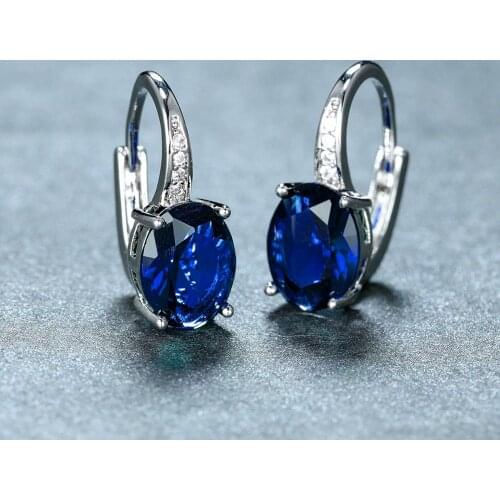 Oval Crystal Stone Wedding Earrings Luxury Female Gold Silver Color Zircon Earrings Korean Dainty Small Drop Earrings For Women