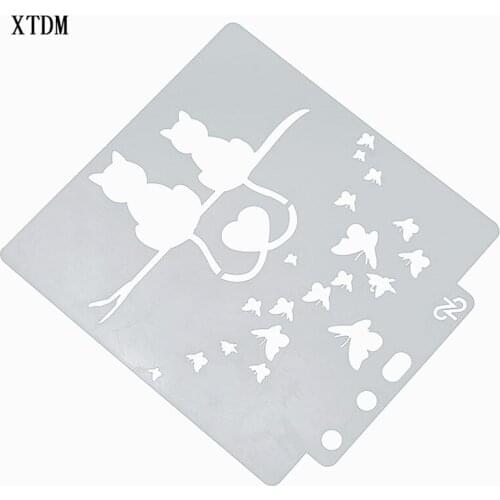 Love cat plastic mold shield DIY cake scrapbook stencils hollow Embellishments printing lace ruler Valentines Day