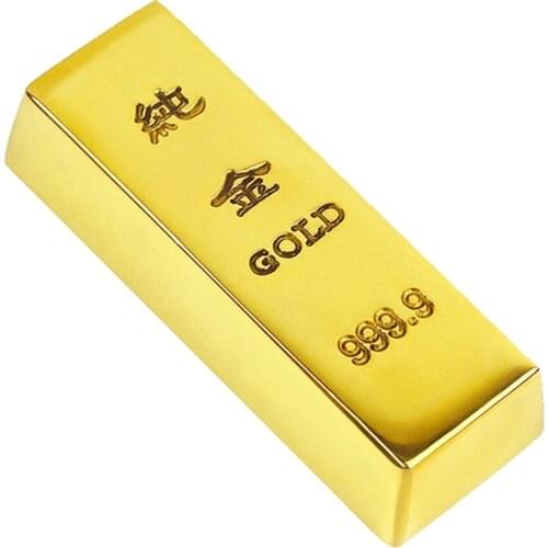 Fake Gold Bar Brass Golden Paperweight Home Decor Bullion Bar Simulation Decoration Crafts Creative Gold Brick Fengshui