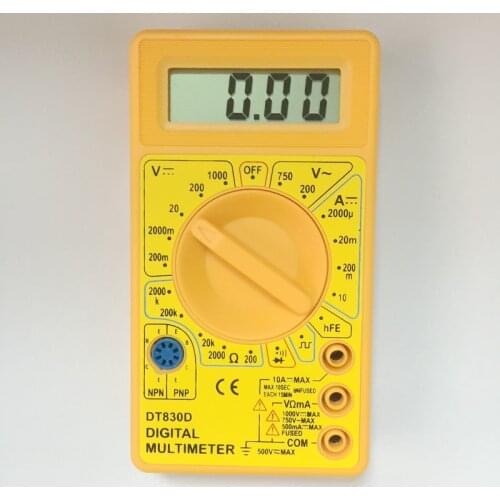 Handheld Digital LCD Multimeter AC DC Voltage Ampere Meter Voltmeter Ohmmeter Ammeter Ohm Tester With Buzzer Leads DT-830D