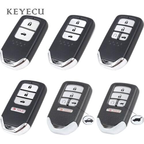 Keyecu Smart Remote Car Key Shell Case Cover 2/ 3/ 4/ 5 Butttons with Insert Blade for Honda Civic C-RV Accord Pilot