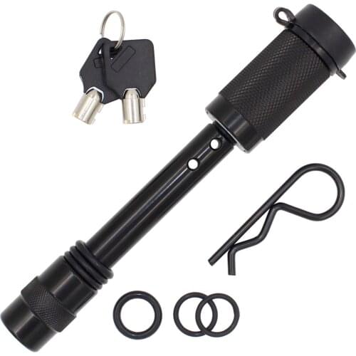 Trailer hitch locking pin 5/ Inch Black Receiver Lock Spring Clip Rubber O Rings Anti-Rattle Extra-Long Locking Pin