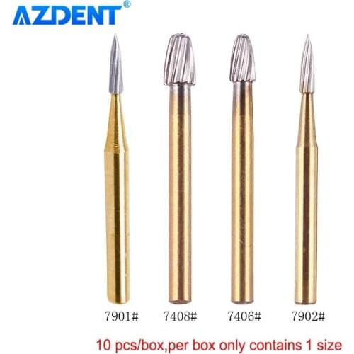 10pcs/box Dental Burs Tungsten Carbide Drill For High Speed Handpiece FG7901/FG7902 /FG7406/FG7408 Trimming & Finishing