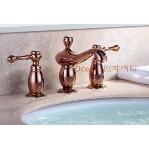 European-style double the three-hole split hot and cold basin taps full copper gold selling authentic hand-washing basin mixer