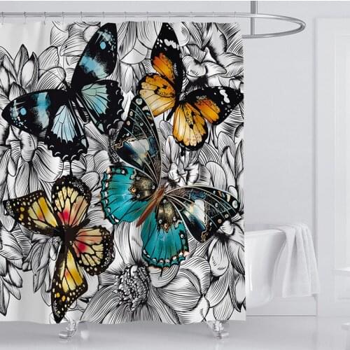 Modern Polyester Waterproof Shower Curtain Bath Curtain Bathtub Bathing Sheer Screen for Home Bathroom Cortina with 12 Hooks