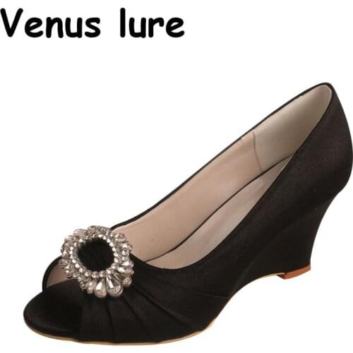 23 Colors Open Toe Womens Black Satin Evening Shoes for Office Formal Wear