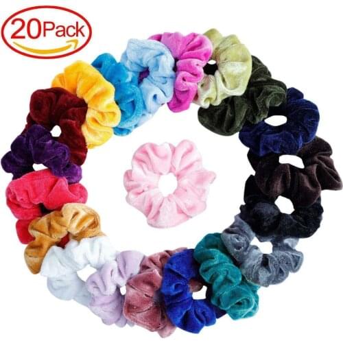 20Pcs Women Hair Scrunchies Velvet Elastic Hair Bands Hair Accessories Rope