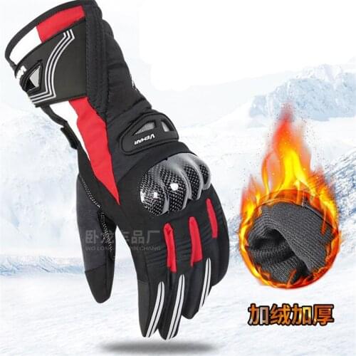 Winter Moto Gloves Thermal Plush Thicken Men Women Ski Gloves Carbon Fiber Shell Protect Enduro Wear-resisting Protective Gloves