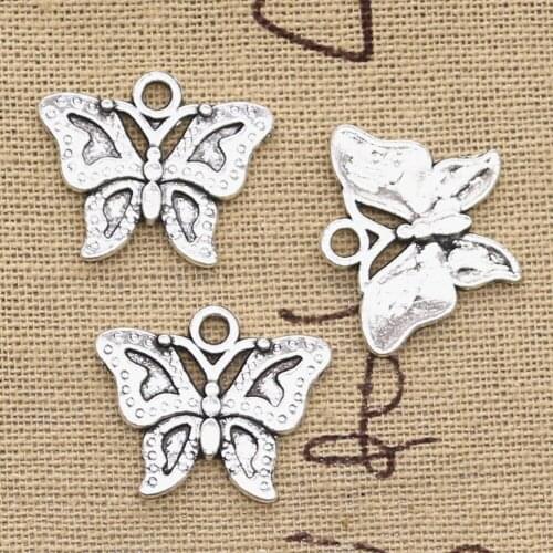 10pcs Charms Butterfly 19x23mm Antique Silver Color Pendants Making DIY Handmade Tibetan Finding Jewelry